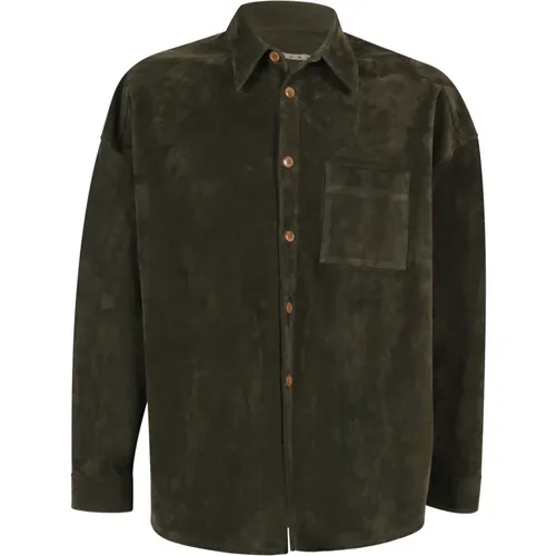 Suede Jacket with Embossed Patch , male, Sizes: M - Marni - Modalova