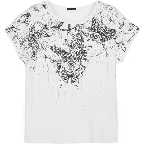 Schmetterling Sketch T-Shirt , Damen, Größe: M - Fiorella Rubino - Modalova