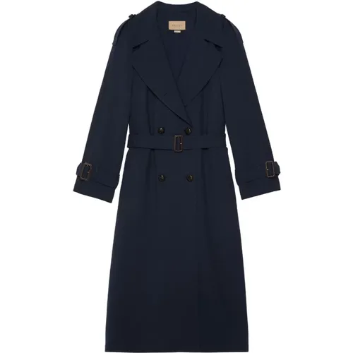 Wool Trench Coat Double-Breasted Dark , female, Sizes: 2XS, XS - Gucci - Modalova