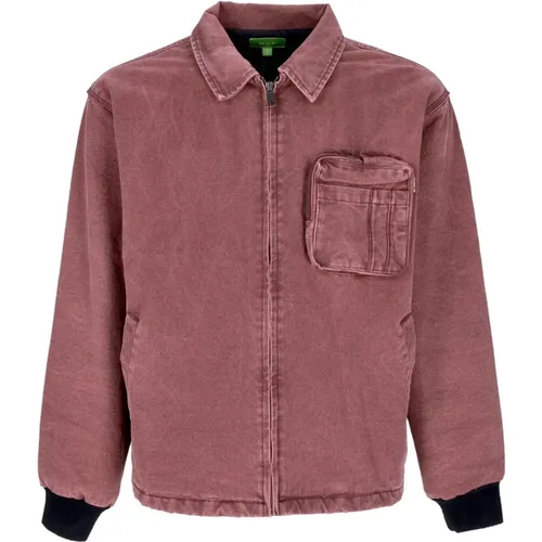 Canvas Work Jacket Wine , male, Sizes: XL, S, M, L - HUF - Modalova