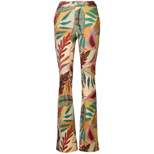 Flared Pants with Leaf Print , female, Sizes: XL, XS - Tessa Koops - Modalova