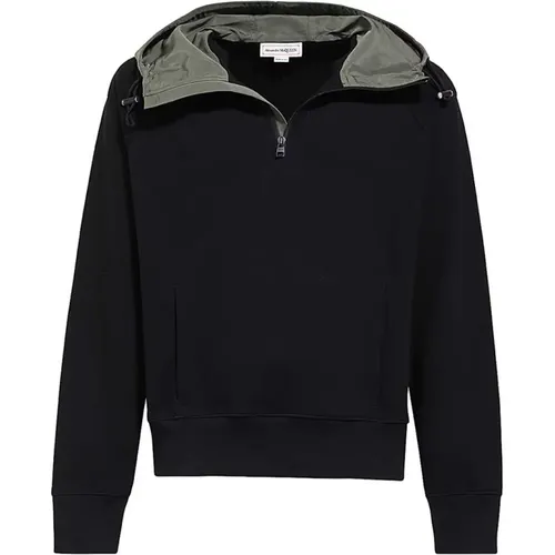 Gerippte Baumwollkapuzenpullover mit Reißverschlüssen , Herren, Größe: 2XL - alexander mcqueen - Modalova