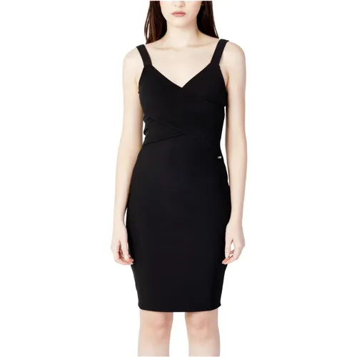 Schwarzes V-Ausschnitt Kleid mit Reißverschluss - Armani Exchange - Modalova