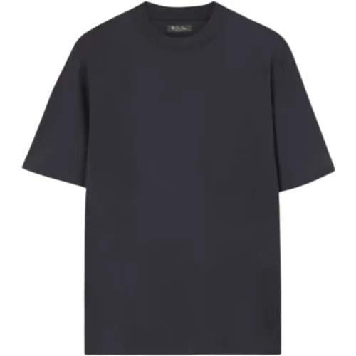 Marineblauer Baumwoll-T-Shirt mit Stickerei - Loro Piana - Modalova