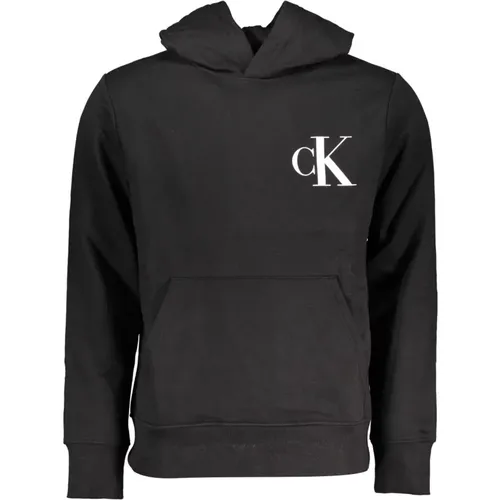 Schwarzer Hoodie mit Logo-Print , Herren, Größe: 2XL - Calvin Klein - Modalova