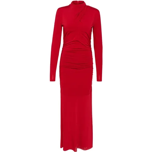 Rotes Maxikleid mit Drapierten Details , Damen, Größe: L - Gestuz - Modalova