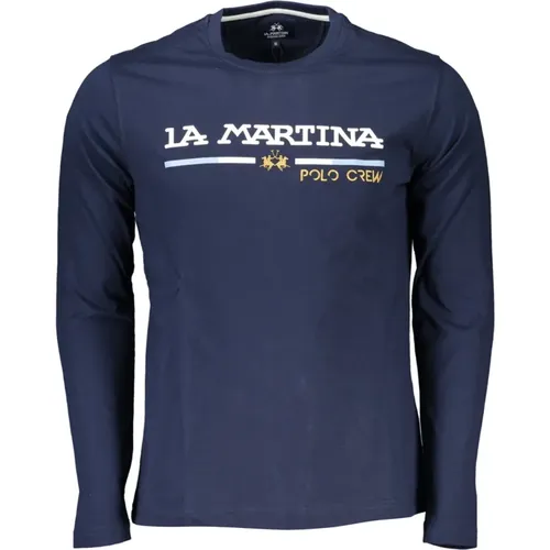 Langarm Herren T-Shirt Blau Besticktes Logo - LA MARTINA - Modalova