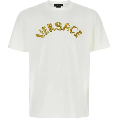 Weißes Baumwoll-T-Shirt , Herren, Größe: M - Versace - Modalova