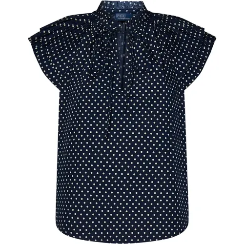 Blaue Bluse mit Polka Dots und Rüschen - Ralph Lauren - Modalova