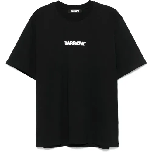 Crew Neck T-shirt Bubble Writing , male, Sizes: S, L - Barrow - Modalova