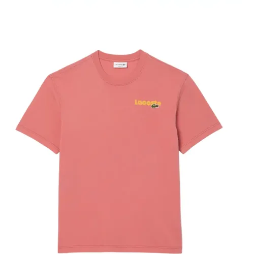 Rosa Trendiges Baumwoll-T-Shirt , Herren, Größe: XL - Lacoste - Modalova