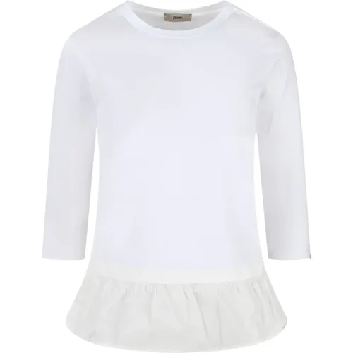Cotton Jersey and Taffetà T-Shirt , female, Sizes: XS, L - Herno - Modalova