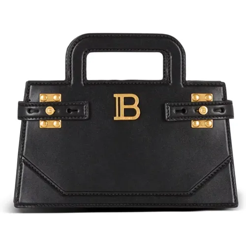 Kleine Tasche B-Buzz mit oberem Griff aus Kalbsleder - Balmain - Modalova