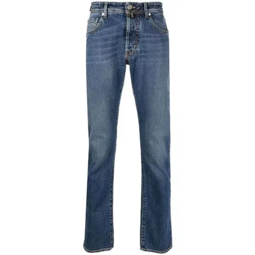 Slim-Fit Jeans mit Distressed-Effekt und Besticktem Logo , Herren, Größe: W37 - Jacob Cohën - Modalova