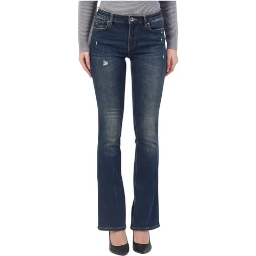 Blaue Slim Fit Jeans mit Abrieb , Damen, Größe: W32 - Armani Exchange - Modalova