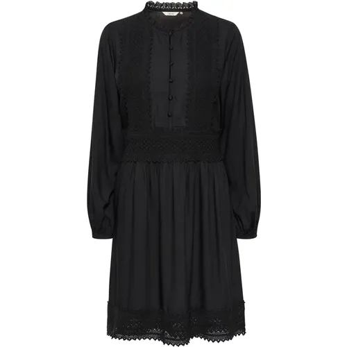 Lace Dress with Puff Sleeves , female, Sizes: L, XL - Cream - Modalova