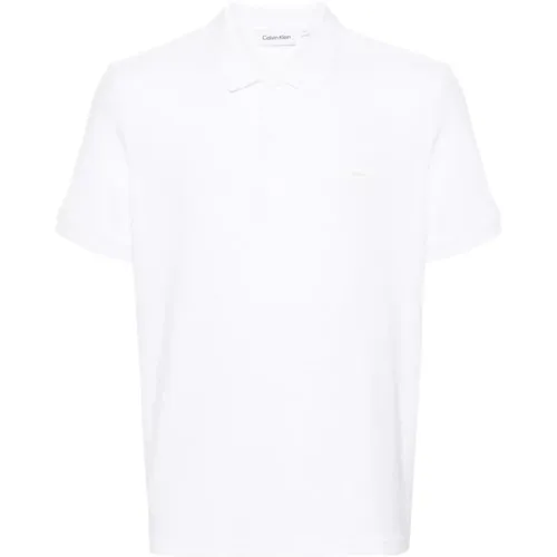 Weißes Polo-Shirt Logo Baumwolle , Herren, Größe: L - Calvin Klein - Modalova