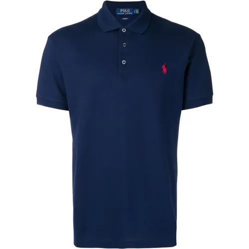 Blaues Baumwollmischung Logo Polo Shirt - Ralph Lauren - Modalova