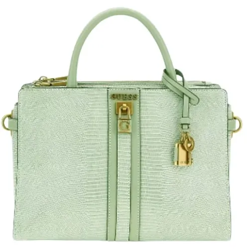 Grüne Handtasche mit Python-Print , Damen, Größe: ONE Size - Guess - Modalova