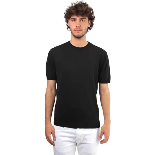 Schwarzes Rundhals-Baumwoll-T-Shirt , Herren, Größe: M - Bellwood - Modalova