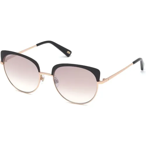 Gold/Schwarze Sonnenbrille mit brauner verspiegelter Linse , Damen, Größe: 55 MM - WEB Eyewear - Modalova