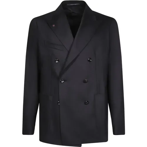 Schwarzer Wollseidenblazer Eleganter Stil - Tagliatore - Modalova