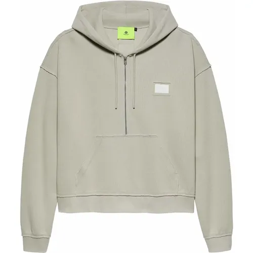 Graue Baumwoll-Half-Zip-Hoodie , Herren, Größe: S - New Amsterdam Surf Association - Modalova