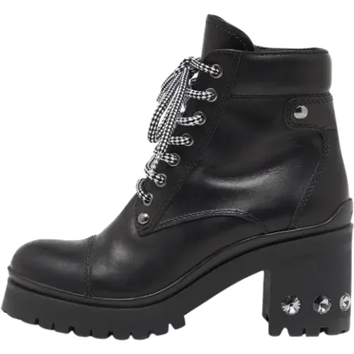 Pre-owned Leather boots , female, Sizes: 4 1/2 UK - Miu Miu Pre-owned - Modalova