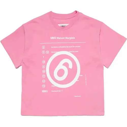 Rosa Baumwoll T-Shirt mit Logo-Print - Maison Margiela - Modalova