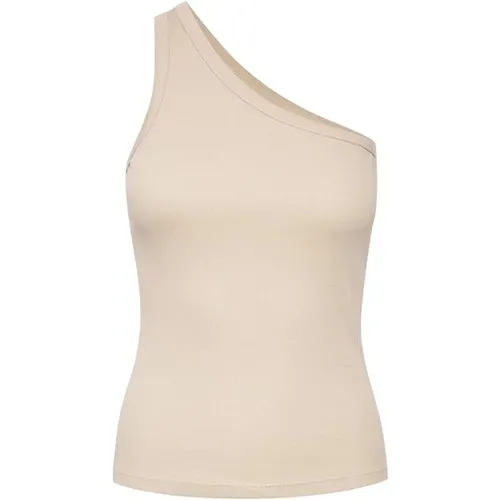 Geripptes One-Shoulder-Top aus reinem Kaschmir , Damen, Größe: M - Gestuz - Modalova