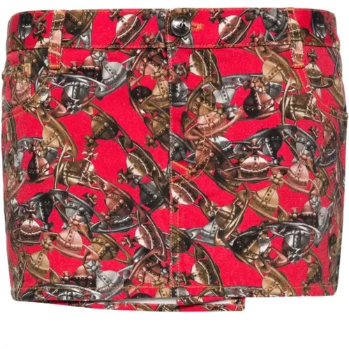 Roter Mehrfarbiger Baumwollrock , Damen, Größe: W28 - Vivienne Westwood - Modalova