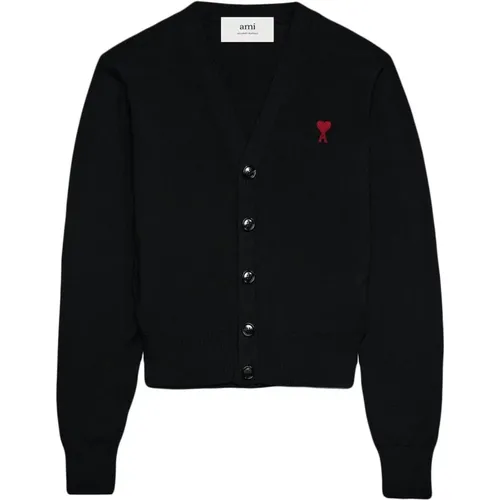 Sweater with Red Logo , female, Sizes: L - Ami Paris - Modalova