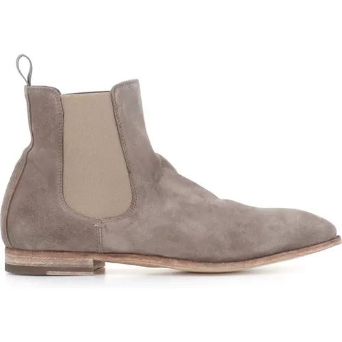 Grey Suede Chelsea Flat Shoes , male, Sizes: 9 UK - Officine Creative - Modalova