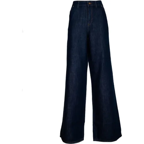 High Waist Flared Elephant Jeans in Dark Denim , female, Sizes: S - Iblues - Modalova
