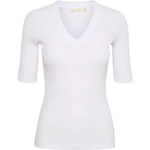 Klassisches geripptes V-Ausschnitt T-Shirt , Damen, Größe: 3XL - InWear - Modalova