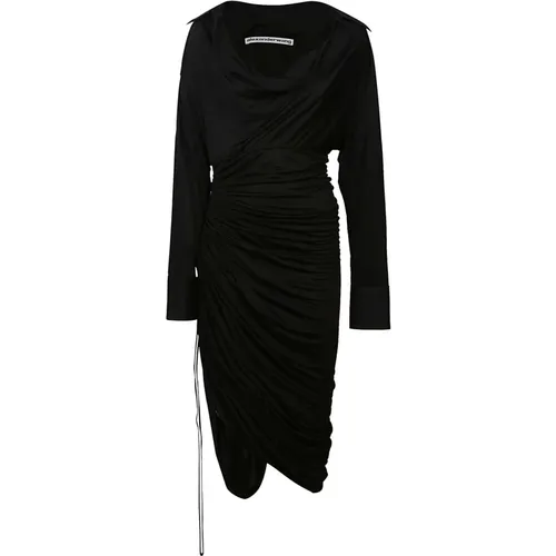 Dress,Schwarzes Asymmetrisches Kleid aus Sheer Jersey - alexander wang - Modalova