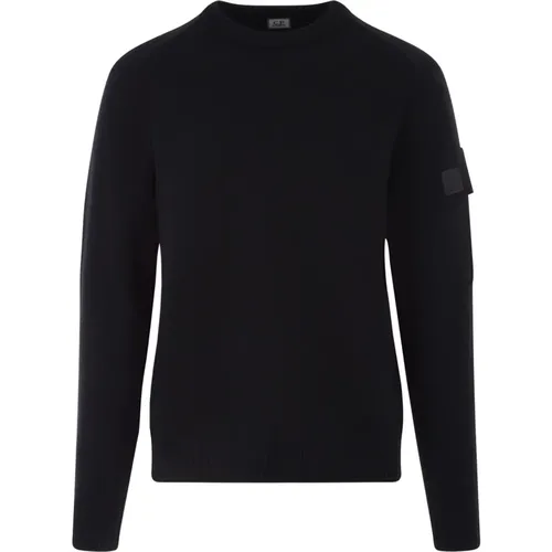 Schwarzer Pullover mit Logo Patch , Herren, Größe: XL - C.P. Company - Modalova