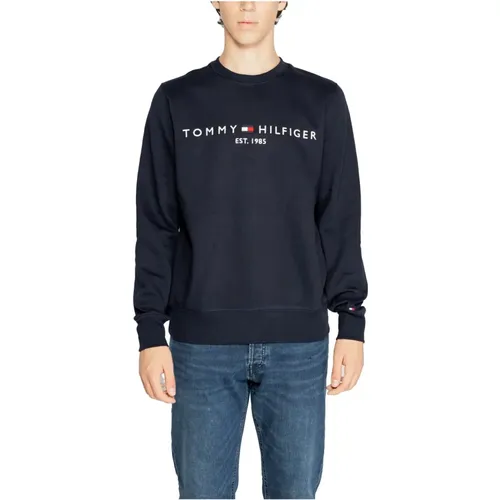 Blauer Bedruckter Sweatshirt Herren Herbst/Winter , Herren, Größe: L - Tommy Hilfiger - Modalova