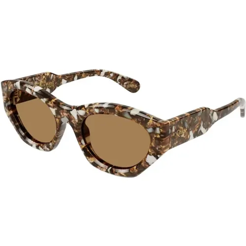 Stilvolle Havana Braune Sonnenbrille - Chloé - Modalova