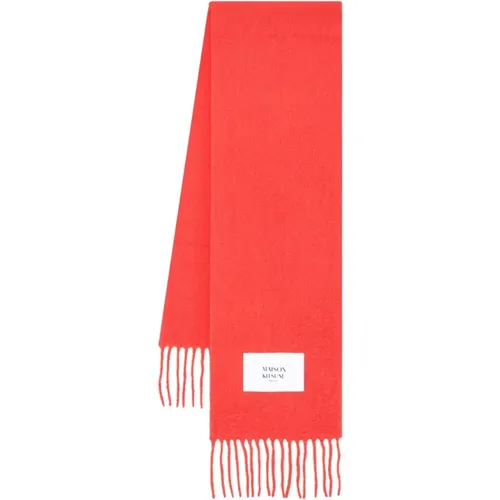 Alpaca Knit Scarf with Fringes , male, Sizes: ONE SIZE - Maison Kitsuné - Modalova