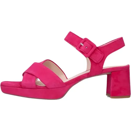 Rosa Wildleder Kreuzriemen Sandalen , Damen, Größe: 36 EU - Gabor - Modalova