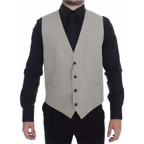 Cotton Silk Blend Dress Vest , male, Sizes: XL - Dolce & Gabbana - Modalova
