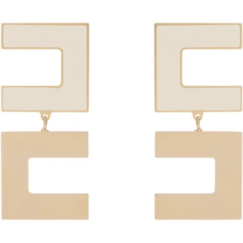 Emaille-Logo-Ohrringe mit Doppel-C-Clip - Elisabetta Franchi - Modalova