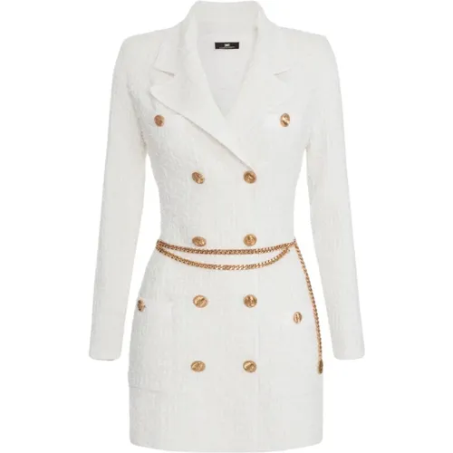 Jacquard Coat Dress with Belt , female, Sizes: L - Elisabetta Franchi - Modalova