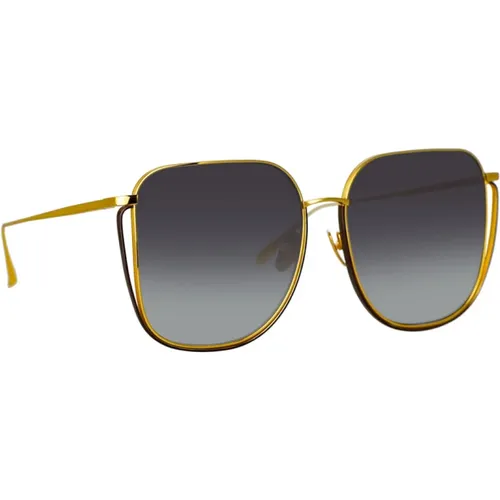 Gold SUN Sunglasses , female, Sizes: 63 MM - Linda Farrow - Modalova