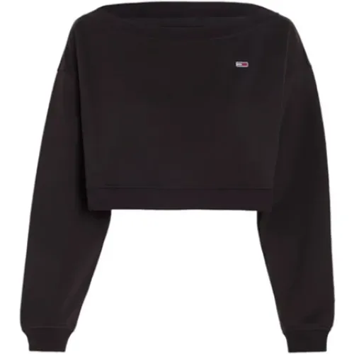 Boot-Ausschnitt Sweatshirt , Damen, Größe: L - Tommy Jeans - Modalova