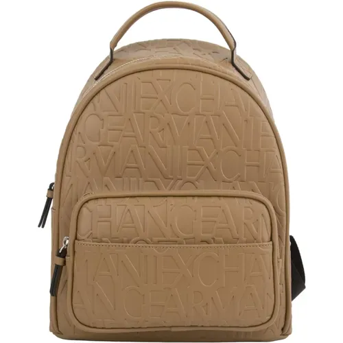 Beiger Rucksack Stylische Urban Reisetasche , Damen, Größe: ONE Size - Armani Exchange - Modalova