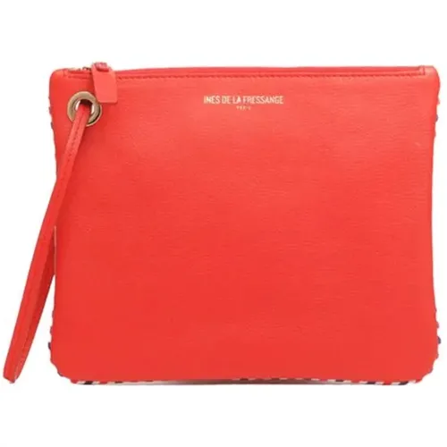Rote Leder Marcia L Clutch Tasche , Damen, Größe: ONE Size - Ines De La Fressange Paris - Modalova