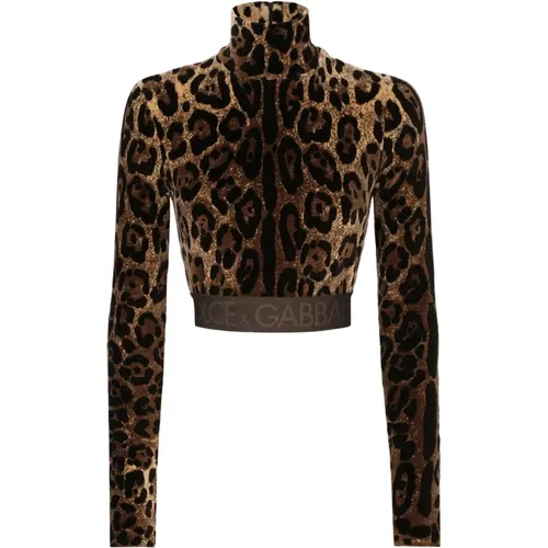 Leo Print Sweater , female, Sizes: S - Dolce & Gabbana - Modalova