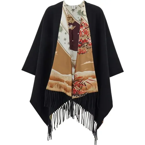 Reversible Cape with Graphic Print , female, Sizes: ONE SIZE - Salvatore Ferragamo - Modalova